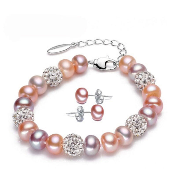 Pulsera de perlas naturales de agua dulce de 8-9 mm, pulsera de plata de ley 925.