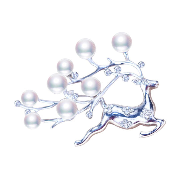 New Natural Pearl Brooch Elk Deer Pearl Breastpin Freshwater Pearl Jewelry For Women
