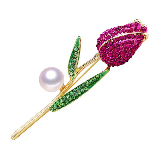 New Natural Pearl Brooch Rose Flower Corsage Pearl Breastpin Freshwater Pearl Jewelry For Women