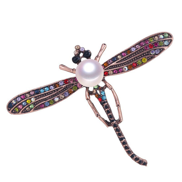 Pearl Brooch Retro Dragonfly Pearl Breastpin Natural Freshwater Pearl Jewelry For Women