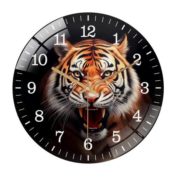 Decor Wall Clocks: Bengal Tiger Welcome Wreath Glass Wall Clock for Homes, Bars, Offices, Man Caves, Garages, And Living Rooms. Also Makes A Great Gift. Style 12×12inch(30×30cm)