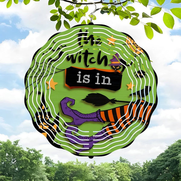 Funky Home Decor: The Witch Is In Wind Chimes, Halloween Decor, Spooky Season, Halloween Welcome Glass Wall Clock for Homes, Bars, Offices, Man Caves, Garages, And Living Rooms.