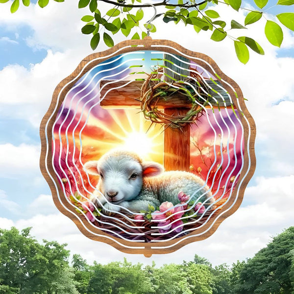 Funky Home Decor: Lamb at The Cross Easter Wind Chimes,  Easter Christian Home Decor Wind Chimes for Homes, Bars, Offices, Man Caves, Garages, And Living Rooms .Also Makes A Great Gift.