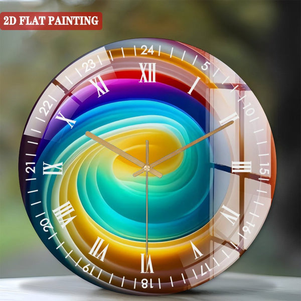 Clocks Wall Decor: Abstract Circle Tempered Glass Wall Clock,  Modern Home Decor Wall Clock for Homes, Bars, Offices, Man Caves, Garages, And Living Rooms. Style 12×12inch(30×30cm)