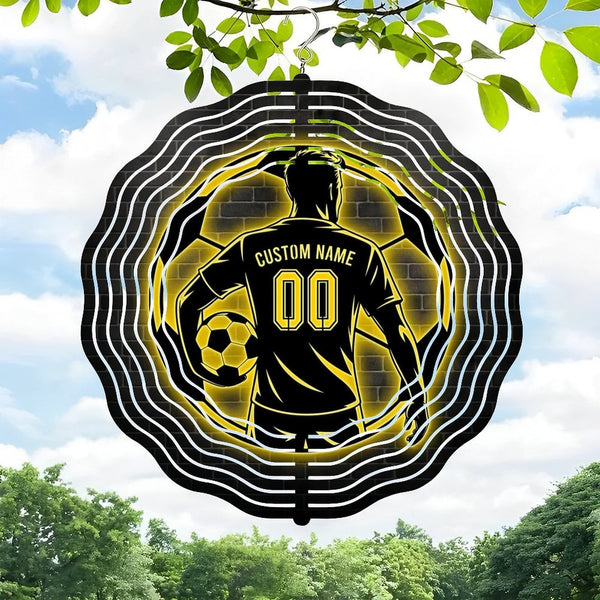 Funky Home Decor: Personalized Soccer Ball  Wind Chime,  Soccer Bal Player Lover Wind Chime for Homes, Bars, Offices, Man Caves, Garages, And Living Rooms. Also Makes A Great Gift.
