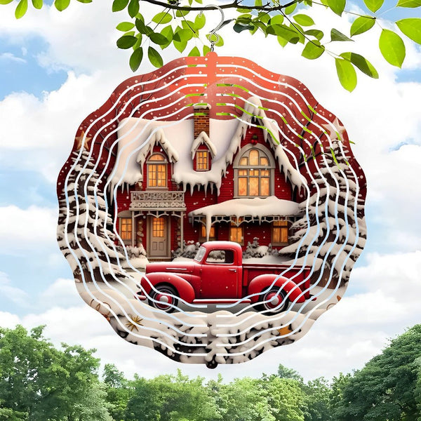 Funky Home Decor: Red Truck Christmas Wind Chimes, Christmas  Decor Wind Chimes for Homes, Bars, Offices, Man Caves, Garages, And Living Rooms .Also Makes A Great Gift. Style 10*10in（25*25cm）