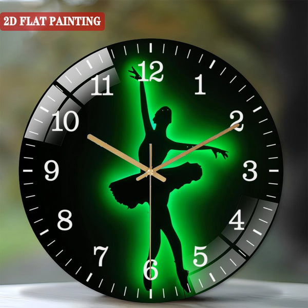 Decor Wall Clocks: Ballerina Lighted-up  Glass Wall Clocks, Ballerina Gifts,Glass Wall Clocks for Homes, Bars, Offices, Man Caves, Garages, And Living Rooms. for Gift Home Wall Decor. Style 12×12inch