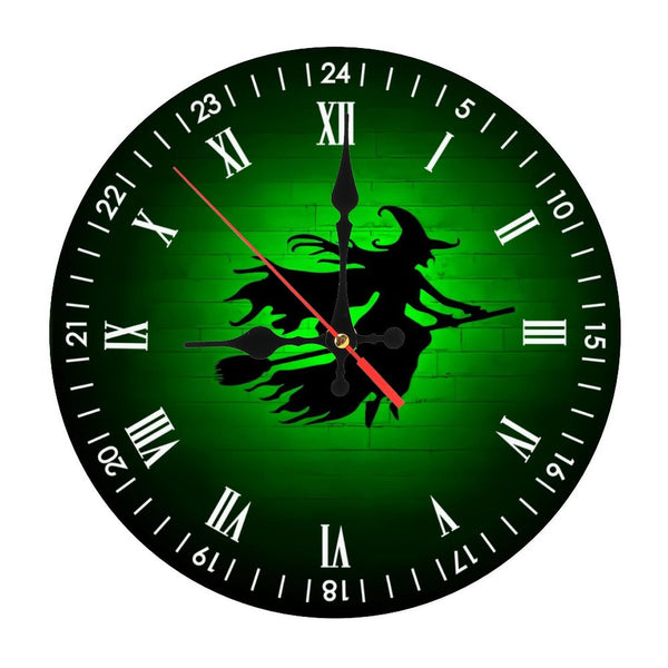 Decor Wall Clocks: Witch Flying W Broomstick Wood Wall Clocks,  Wood Wall Clocks Home Decor, Birthday Gift,personalized Gifts  10×10inch(25×25cm)