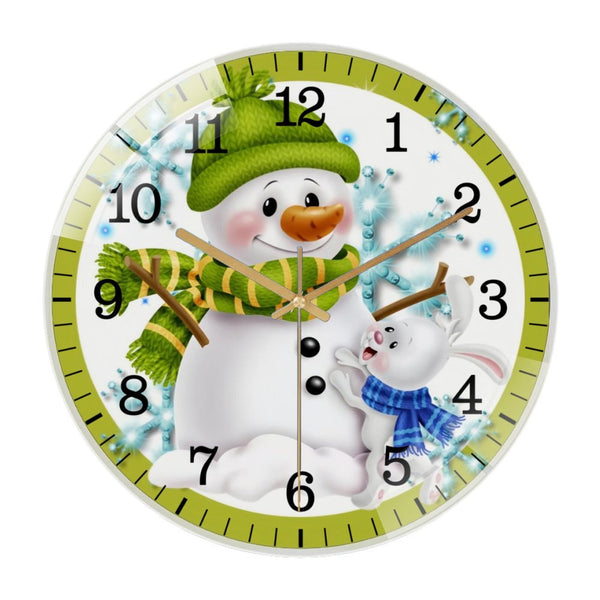 Decor Wall Clocks: Friends Snowman Glass Wall Clock ，Home DecorWall Clock for Homes, Bars, Offices, Man Caves, Garages, And Living Rooms. Also Makes A Great Gift. Style 12×12inch(30×30cm)