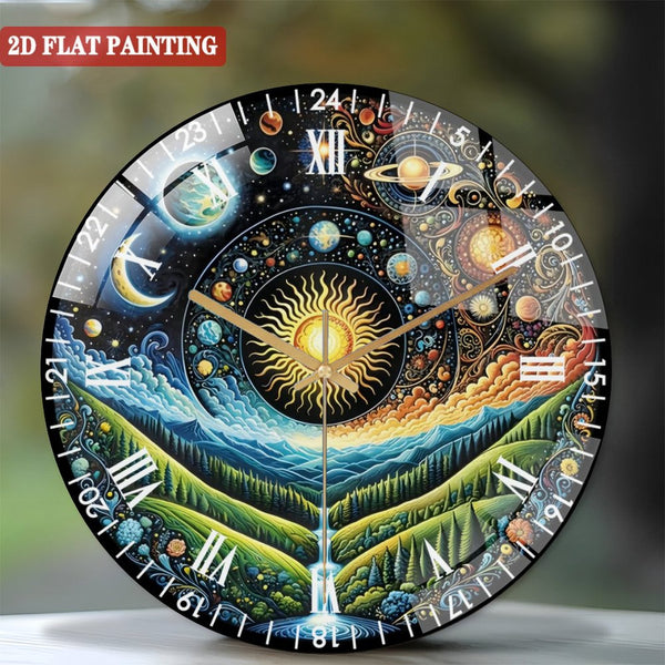 Clocks Wall Decor: Four Seasons Tempered Glass Wall Clock, Stained Round Wall  Decor Wall Clock for Homes, Bars, Offices, Man Caves, Garages, And Living Rooms. Style 12×12inch(30×30cm)