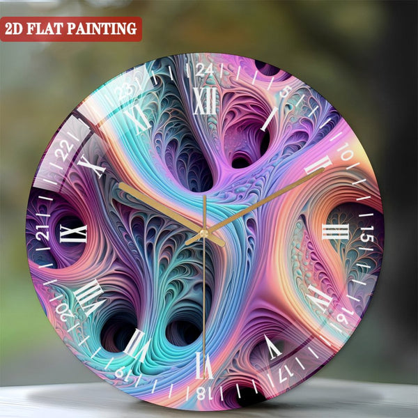Clocks Wall Decor: Alien Foam Digital Art Glass Wall Clock, Antasy Texture for Sci-Fi, Meditation, Or Astral Decor Wall Clock, for Homes, Bars, Offices, Man Caves, Garages, And Living Rooms.