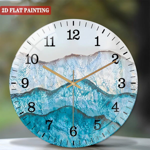 Clocks Wall Decor: Tempered Glass Wall Art Glass Wall Clock, Wave Beach Wall Art Decor Wall Clock for Homes, Bars, Offices, Man Caves, Garages, And Living Rooms. for Gift Home Wall Decor.