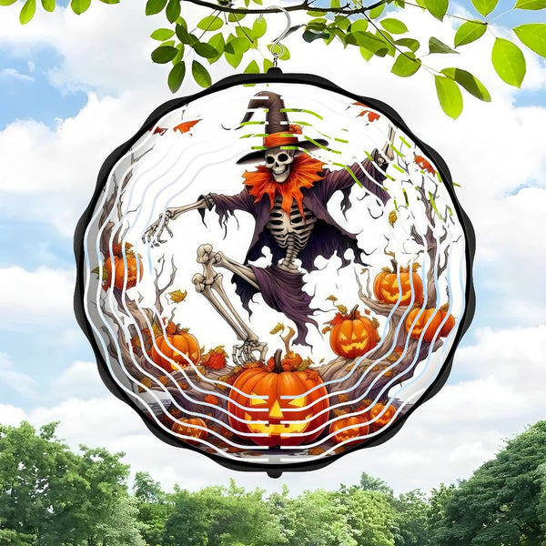 Funky Home Decor: Hallo Ween Dancing Skeleton Wind Chimes, Halloween Decor, Fall Decor, Halloween Wall Decoration, Skeleton Pumpkin Wall Decor, Hallo Ween Wind Chimes Style 10*10in（25*25cm）