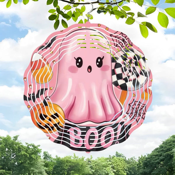 Funky Home Decor: Cute Pink Ghost Boo Wind Chimes, Hallo-ween Home Decor Wind Chimes, Hallo-ween Gift,Also Makes A Great Gift. Style 10*10in（25*25cm）