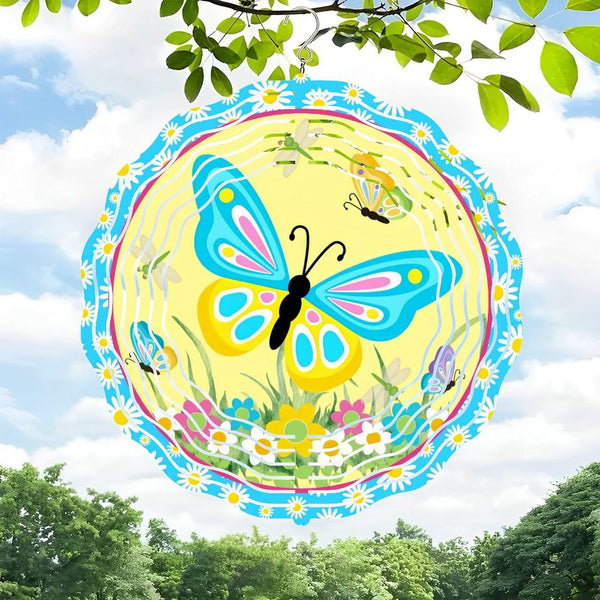 Funky Home Decor: Welcome Spring Summer Wind Chimes，Butterfly Wreath  Wind Chimes for Homes, Bars, Offices, Man Caves, Garages, And Living Rooms. Also Makes A Great Gift. Style 10*10in（25*25cm）