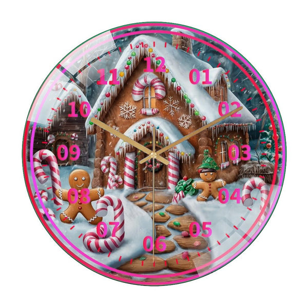 Decor Wall Clock: Candy Cane Gingerbread  Peppermint Glass Wall Clock, Candy Cane Christmas  Wall Clock  for Homes, Bars, Offices, Man Caves, Garages, And Living Rooms .
