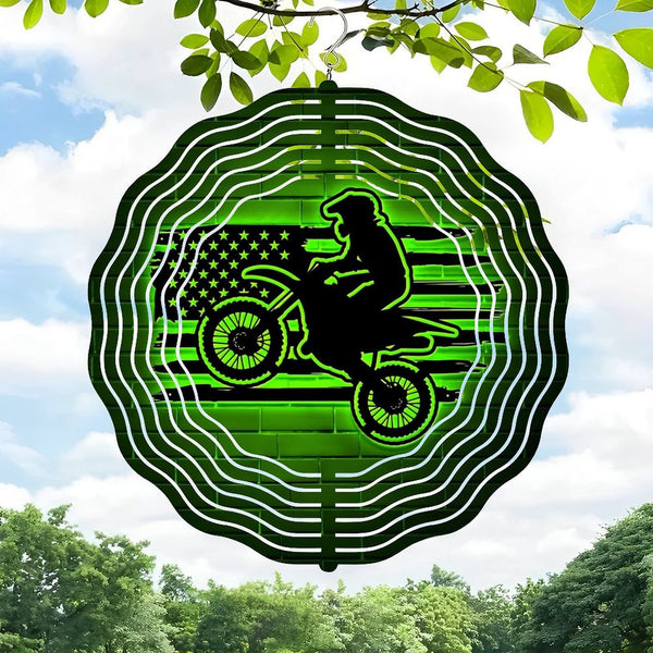 Funky Home Decor: Dirt Bike American Flag Sport Wind Chimes ,Motocross Wall Art  Wind Chimes for Home Decor, Christmas Gift .