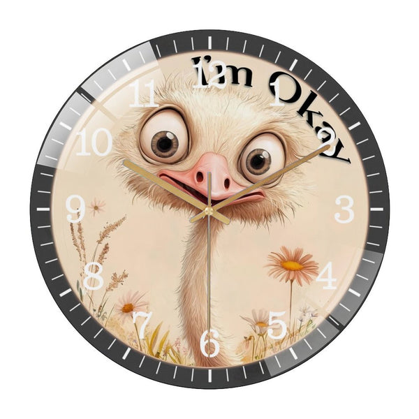 Decor Wall Clock: Welcome Ostrich Glass Wall Clock,  Funny Ostrich  Big Eye Ostrich Wall Clock  for Homes, Bars, Offices, Man Caves, Garages, And Living Rooms .Also Makes A Great Gift.