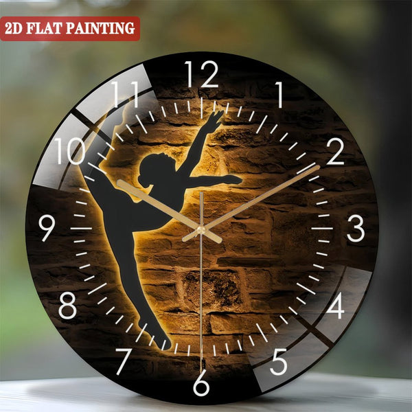 Decor Wall Clocks: Modern Dance Glass Wall Clocks,  Girl Ballet Dancing Glass Wall Clocks, Home Decor Dancer Kids Nursery Decoration Birthday Style 12×12inch(30×30cm)