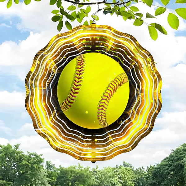 Funky Home Decor: Softball Wind Chimes,  Softball Welcome Wind Chimes for Homes, Bars, Offices, Man Caves, Garages, And Living Rooms .Also Makes A Great Gift. Style 10*10in（25*25cm）