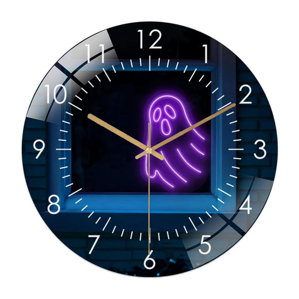 Decor Wall Clocks: Spooky Ghost Glass Wall Clock,Halloween- Window Decor Wall Clock, for Homes, Bars, Offices, Man Caves, Garages, And Living Rooms. Hallo-ween Gift .Also Makes A Grea. Style 12×12inch