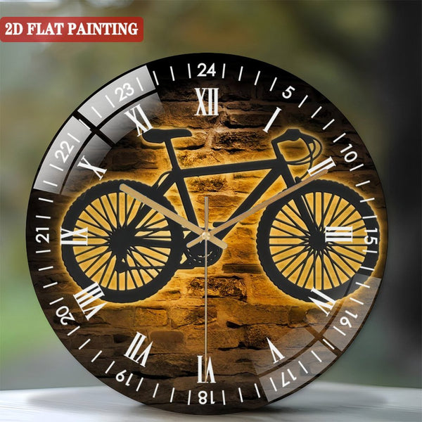 Decor Wall Clocks: Mountain Bike Glass Wall Clocks ,Bicycle MTB Glass Wall Clocks, Home Decor Biker Decoration Boy Girl Birthday Xmas Gift Style 12×12inch(30×30cm)