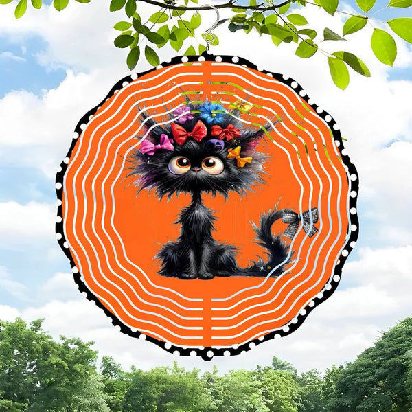 Funky Home Decor: Black Cat Got Candy Halloween  Wind Chimes, Hallo-ween Black  Cat  Decor Wind Chimes for Homes, Bars, Offices, Man Caves, Garages, And Living Rooms .Also Makes A Great Gift.