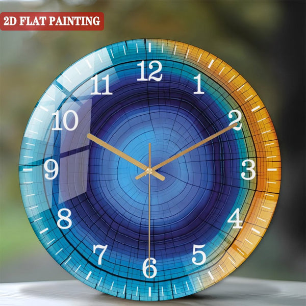 Clocks Wall Decor: Colorful Tree Rings Wall Art Glass Wall Clock, Abstract Tree Glass Art Decor Wall Clock for Homes, Bars, Offices, Man Caves, Garages, And Living Rooms. for Gift Home Wall Decor.