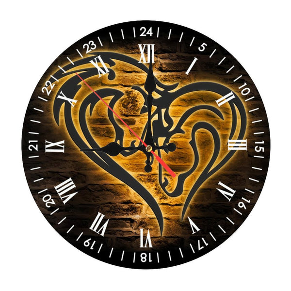 Decor Wall Clocks: Couple Horse Heart Wood Wall Clocks, Horse Lover Wood Wall Clocks, Home Decor Country Boy Girl Nursery Decoration Cowboy Cowgirl Xmas Birthday.  10×10inch(25×25cm)