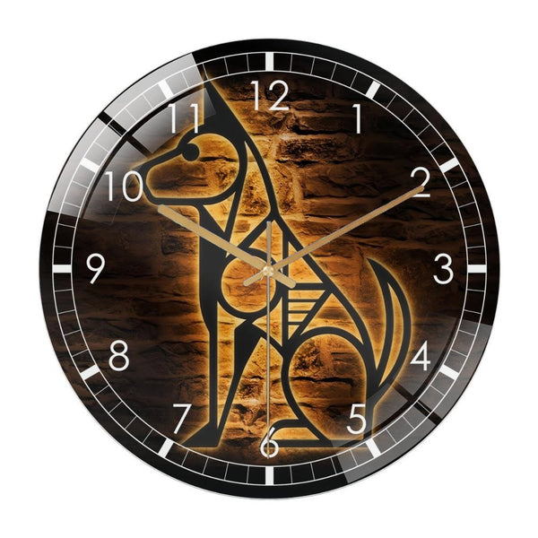 Decor Wall Clock: Dog Modern Abstract Glass Wall Clock ,Dog Geometric Mini-malist Decor Wall Clock for Home Decor, Christmas Gift for Bedroom, Game Room, Man Cave, Party Decor, Animal Dog Wall Room