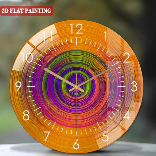 Clocks Wall Decor: Abstract Circle Tempered  Glass Wall Clock, Round Abstract Circle Decor Wall Clock for Homes, Bars, Offices, Man Caves, Garages, And Living Rooms. for Gift Home Wall Decor.