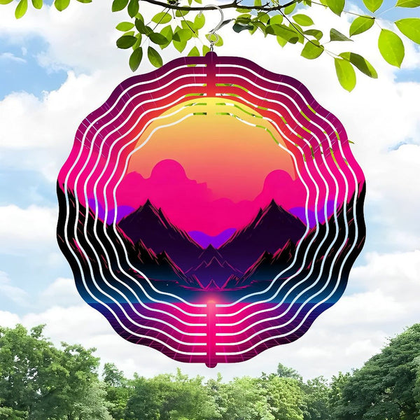 Funky Home Decor: Sunset Print Retrowave Wall Art  Wind Chimes, 80's Nostalgia Decor Cyber Punk Wind Chimes for Homes, Bars, Offices, Man Caves, Garages, And Living Rooms .Also Makes A Great Gift.