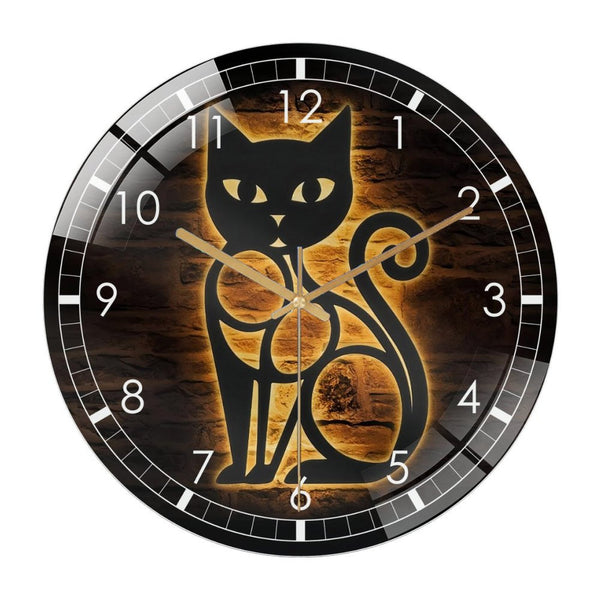 Decor Wall Clock: Cat Modern Abstract  Glass Wall Clock , Cat Geometric Mini-malist Decor Wall Clock for Home Decor, Christmas Gift for Bedroom, Game Room, Man Cave, Party Decor, Animal  Wall Room