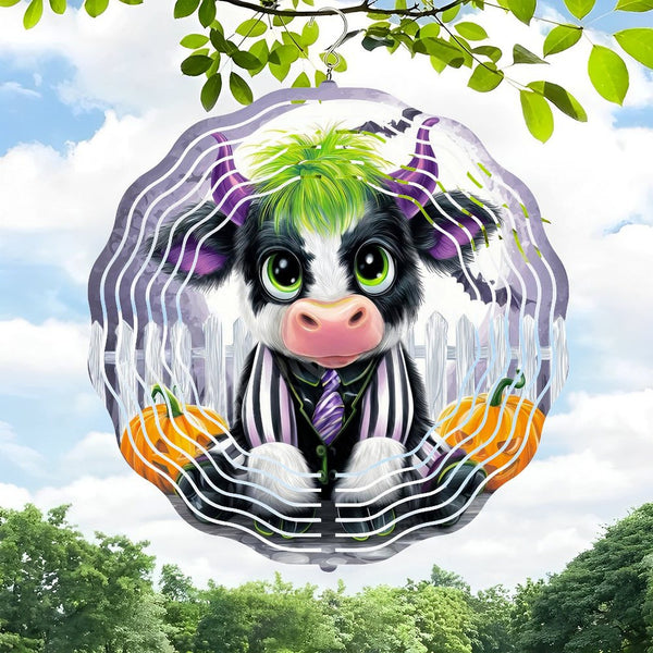 Funky Home Decor: Cute Baby Cow in A Black And White Stripe Suit  Wind Chimes,  Fall Cow Wind Chimes  for Homes, Bars, Offices, Man Caves, Garages, And Living Rooms .Also Makes A Great Gift.