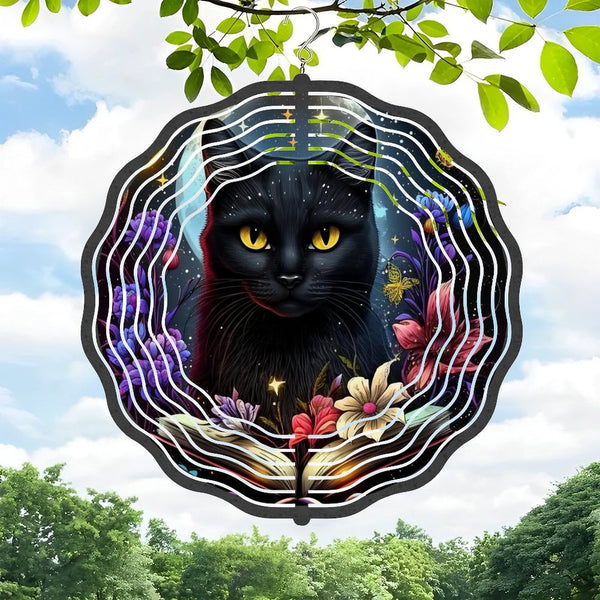 Funky Home Decor: Black Cat Hallo-ween Wind Chimes  for Homes, Bars, Offices, Man Caves, Garages, And Living Rooms. Also Makes A Great Gift. Style 10*10in（25*25cm）