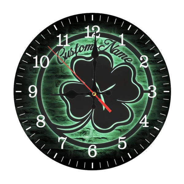 Decor Wall Clocks: Four Leaf Clover Wood Wall Clocks, St Patricks Day Wood Wall Clocks, Home Decor Shamrock Lucky Irish Decoration Birthday  10×10inch(25×25cm)