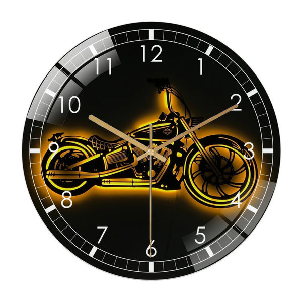 Decor Wall Clock: Cafe Racer Motorcycle Glass Wall Clock ，Motorcycle, Motorroad Wall Art  Wall Clock for Home Decor, Christmas Gift for Bedroom, Game Room, Man Cave, Party Decor, Gym Lover Gift.