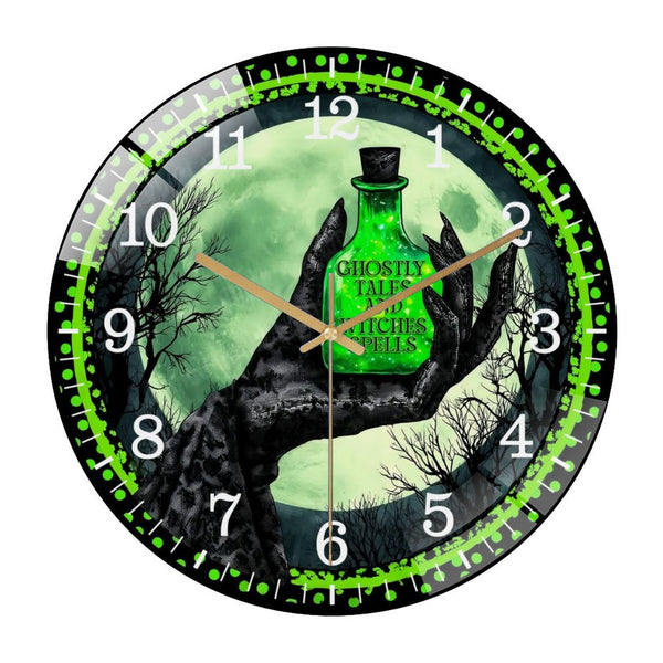 Decor Wall Clocks: Witch Hand Holding Potion Glass Wall Clock, Spooky Hallo-ween  Decor Wall Clock  for Homes, Bars, Offices, Man Caves, Garages, And Living Rooms. Hallo-ween Gift