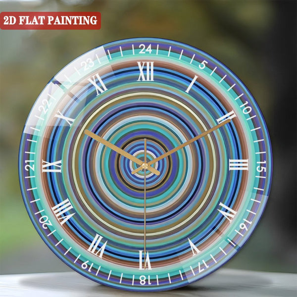 Clocks Wall Decor: Modern Geometric Wall Hanging Glass Wall Clock,  Colorful Circular Tempered Decor Wall Clock for Homes, Bars, Offices, Man Caves, Garages, And Living Rooms. Style 12×12inch(30×30cm)