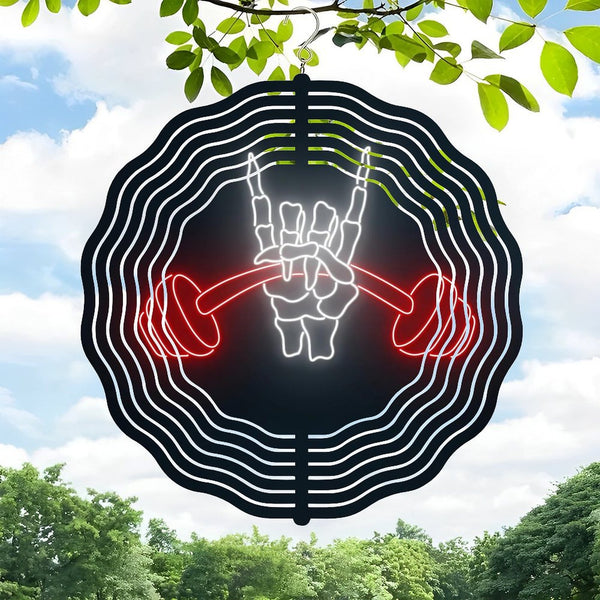 Funky Home Decor: Lifting The Weight Skeleton Rock Hand  Wind Chimes,Dumbbell Hand Decor Wind Chimes for Homes, Bars, Offices, Man Caves, Garages, And Living Rooms .Also Makes A Great Gift.