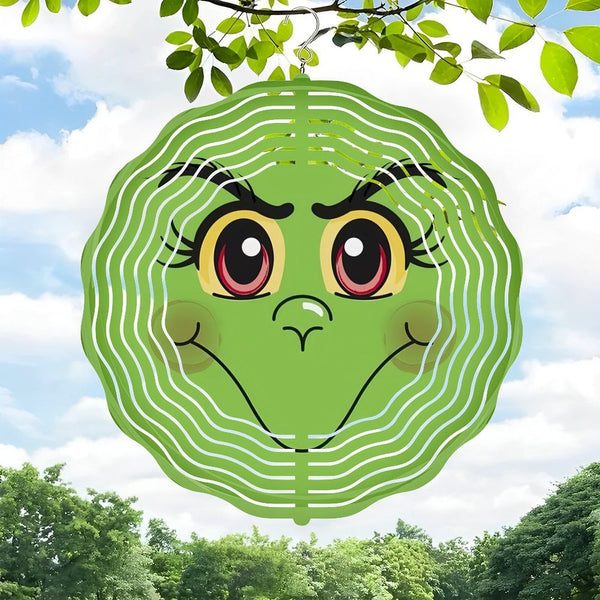 Funky Home Decor: Christmas Green Monster Face  Wind Chimes  for Homes, Bars, Offices, Man Caves, Garages, And Living Rooms. Also Makes A Great Gift. Style 10*10in（25*25cm）