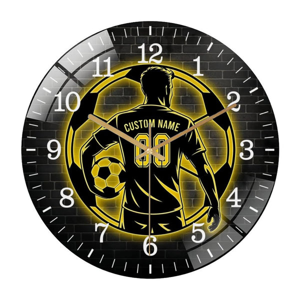 Decor Wall Clocks: Personalized Soccer Ball  Glass Wall Clock,  Soccer Bal Player Lover Wall Clock for Homes, Bars, Offices, Man Caves, Garages, And Living Rooms. Also Makes A Great Gift.