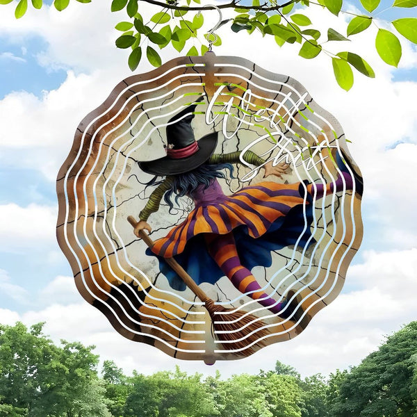 Funky Home Decor: Witch Wreath Wind Chimes，Spooky Halloween Wind Chimes  from  Homes, Bars, Offices, Man Caves, Garages, And Living Rooms. Also Makes A Great Gift. Style 10*10in（25*25cm）