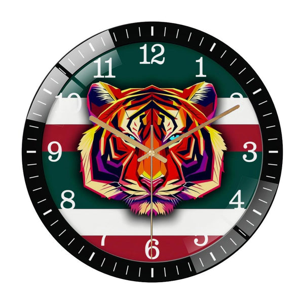 Decor Wall Clocks: Tigers Circula Glass Wall Clock for Homes, Bars, Offices, Man Caves, Garages, And Living Rooms. Also Makes A Great Gift. Style 12×12inch(30×30cm)