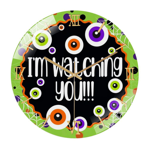 Decor Wall Clocks: Hallo-ween Eyeballs Glass Wall Clock, I'm Watching You! Hallo-ween Decor Wall Clock  for Homes, Bars, Offices, Man Caves, Garages, And Living Rooms. Hallo-ween Gift