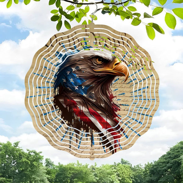 Funky Home Decor: Patriotic Eagle Round Wind Chimes ，home Decor Wind Chimes for Homes, Bars, Offices, Man Caves, Garages, And Living Rooms. Also Makes A Great Gift. Style 10*10in（25*25cm）