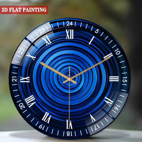 Clock Wall Decor: Blue Tempered Glass Wall Art Glass Wall Clock,  Abstract Glass Wall Art Decor Wall Clock for Homes, Bars, Offices, Man Caves, Garages, And Living Rooms. Style 12×12inch(30×30cm)