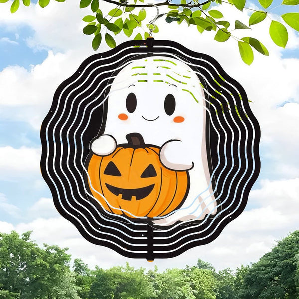 Funky Home Decor: Cute Ghost Holding A Pumpkin Halloween Wind Chimes,  Trick Or Treat Decor Wind Chimes for Homes, Bars, Offices, Man Caves, Garages, And Living Rooms .Also Makes A Great Gift.