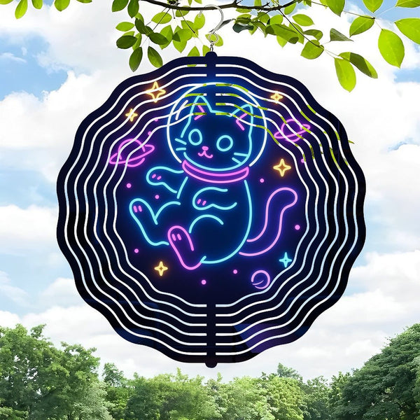 Funky Home Decor: Astronaut Cat Wind Chime – Floating Space Cat Wind Chime for Sci-Fi, Bedroom Or Cosmic Decor