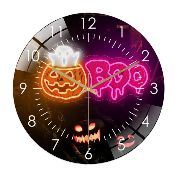 Decor Wall Clocks: Boo Pumpkin & Ghost Glass Wall Clock,Spooky Party Decor  Wall Clock, for Homes, Bars, Offices, Man Caves, Garages, And Living Rooms. Hallo-ween Gift .